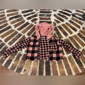 🎀5 / 20. Wonder Nation Girls Long Sleeve Hooded Flannel,